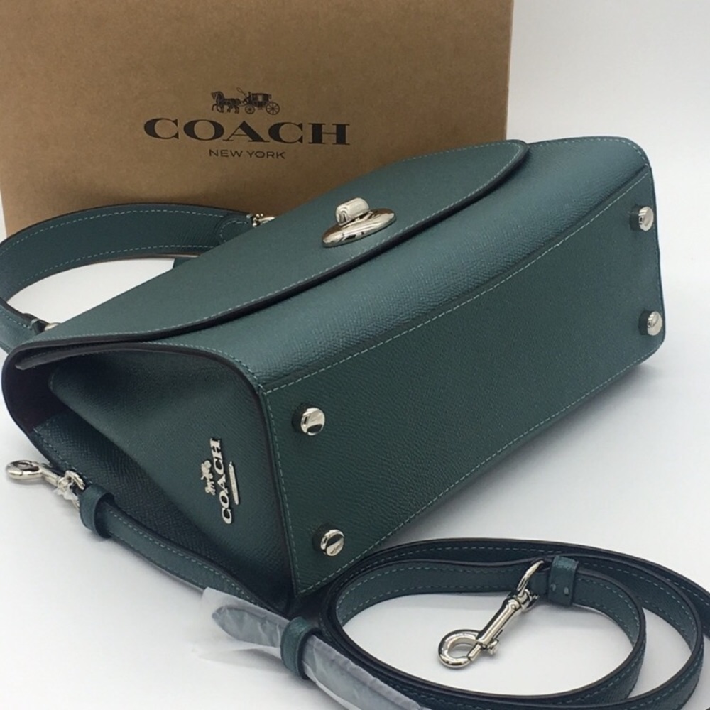 Coach Tilly Top Handle Dark Turquoise Cross Body - Picture 6 of 15